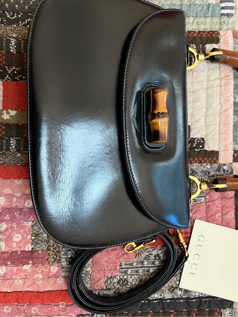 Gucci Black Leather Bamboo Top Handle - Picture 12 of 12